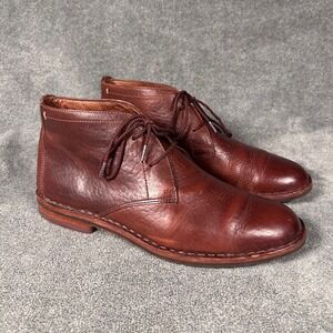 TRASK Chukka Boots Brown Leather  Mens 8.5M Lace Up Vibram Sole Casual Ankle